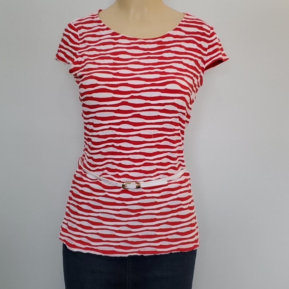 Dress Barn striped tee with belt